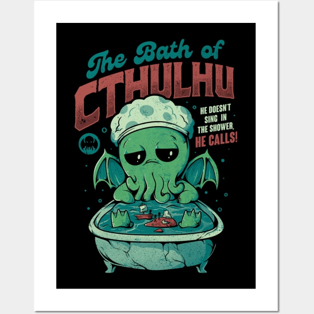 The Bath of Cthulhu - Funny Horror Monster Gift Wall Art by eduely